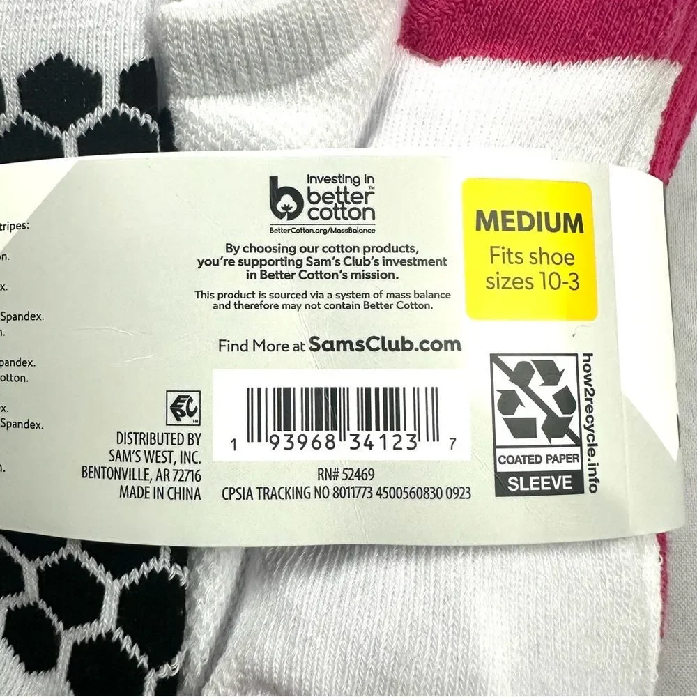 New Member's Mark 10 Pack Kid's No Show Socks Girls Medium Sizes 10-3